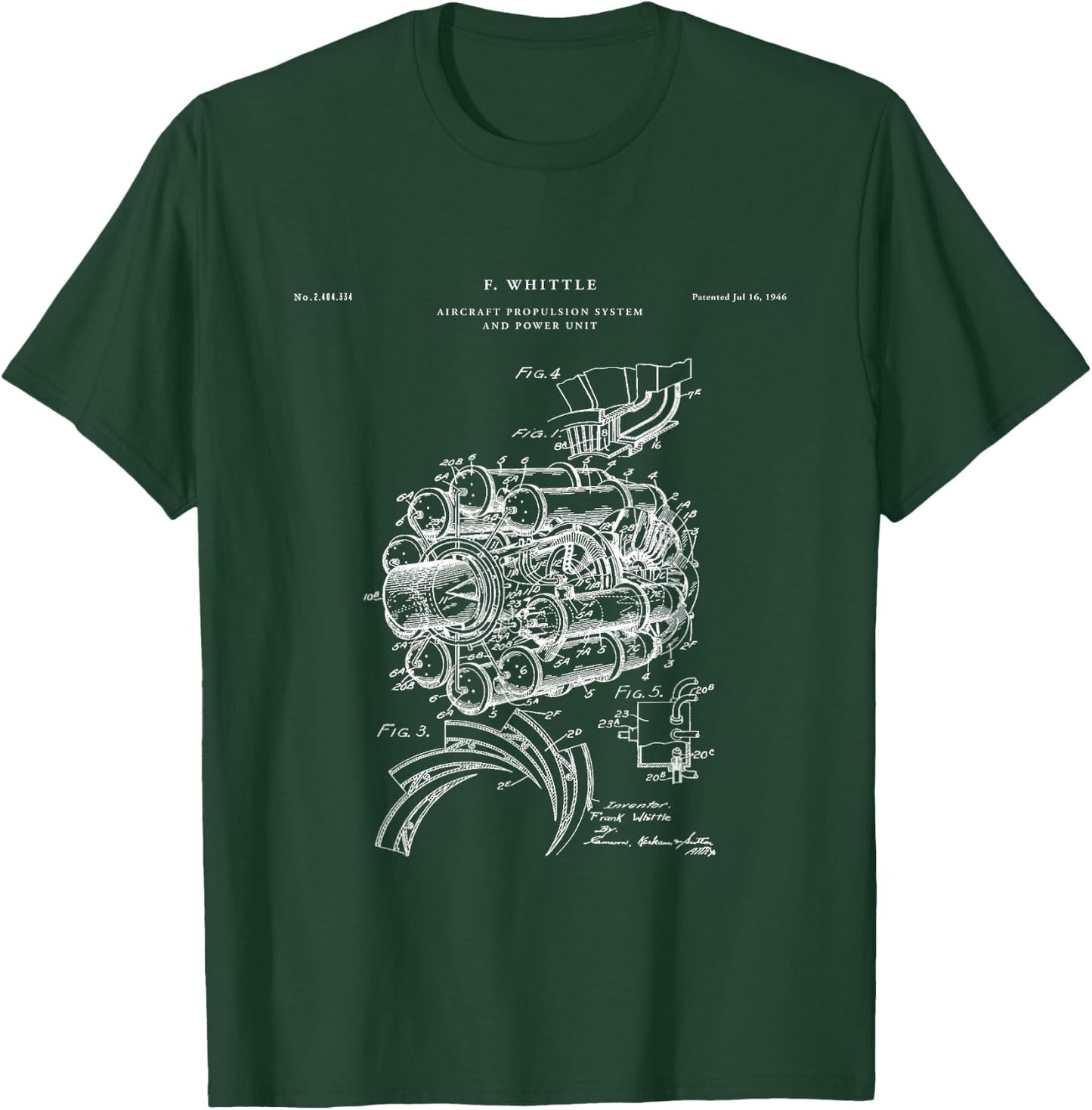 Jet Engine Patent - Plane T-Shirt - T-Shirt | Forest