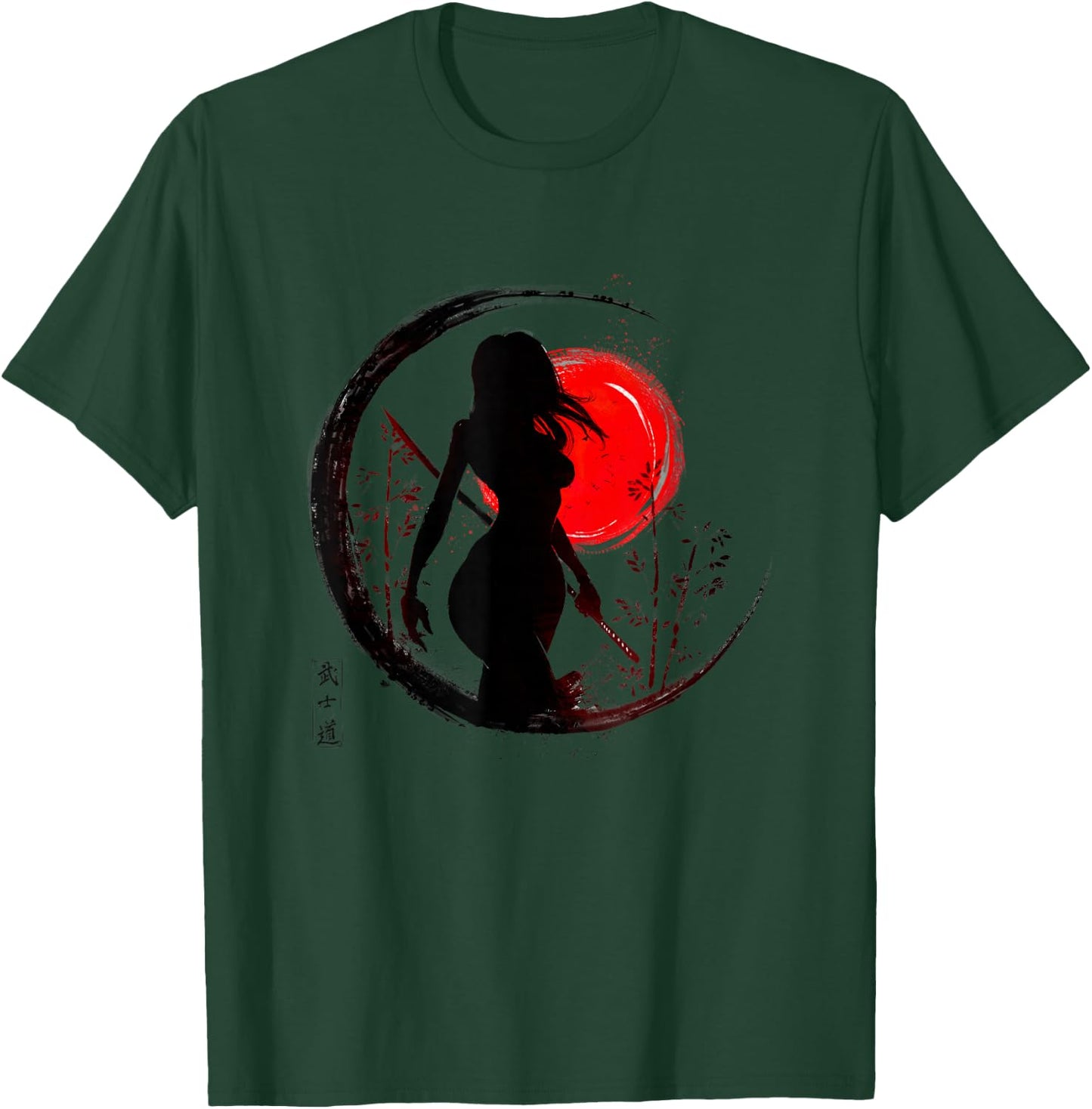 Japanese Female Samurai Warrior T-Shirt - T-Shirt | Forest