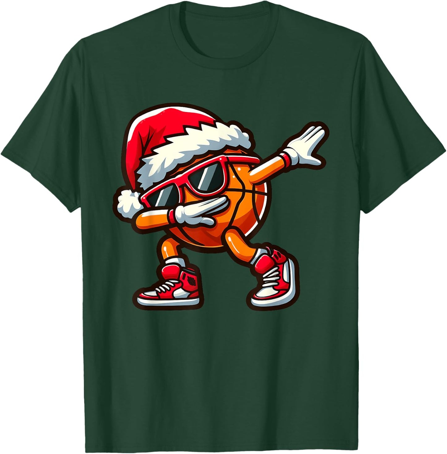Dabbing Basketball Ball Christmas Funny Toddler Boys Pajamas T-Shirt - T-Shirt | Forest