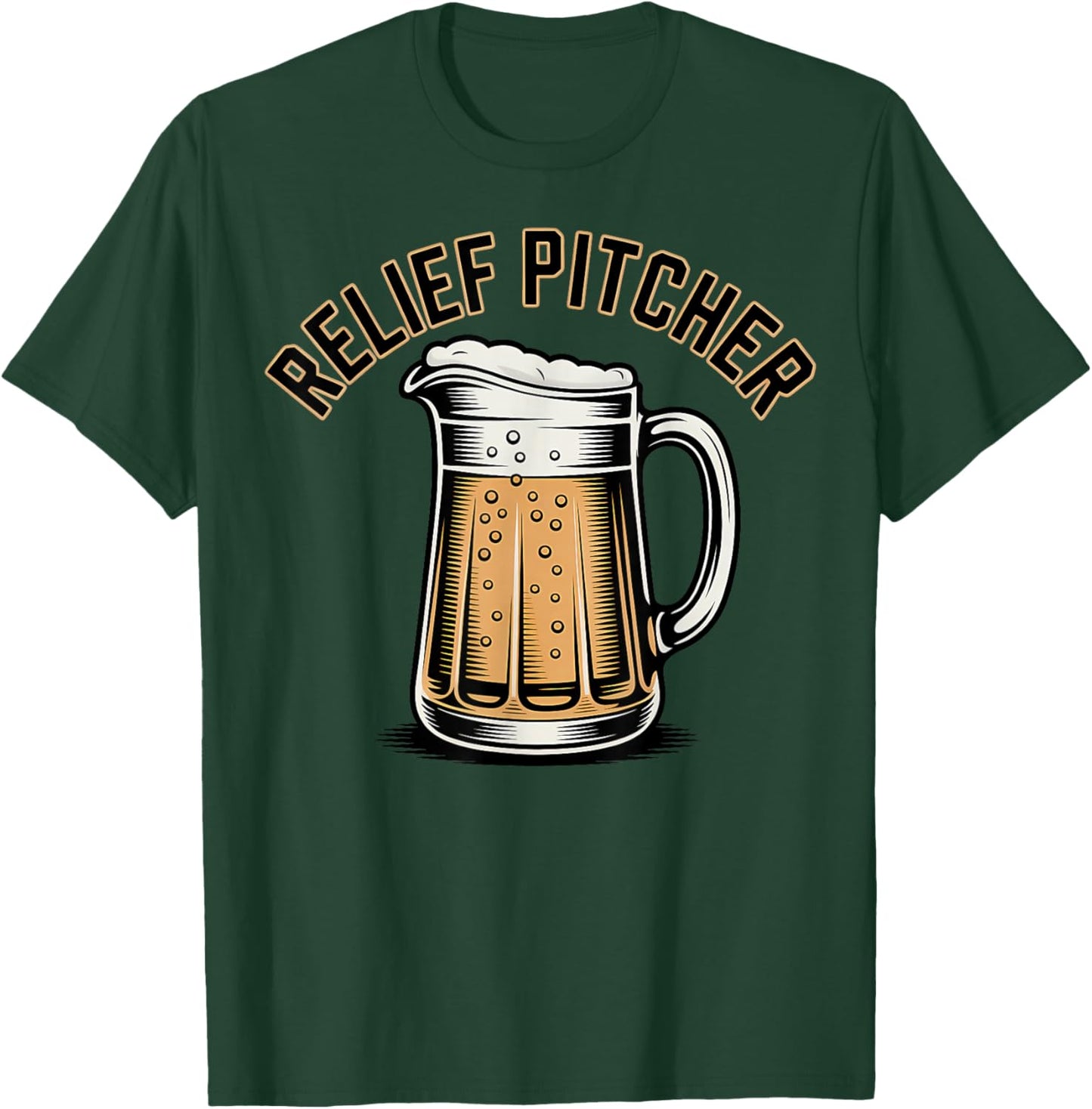Relief Pitcher Funny Baseball Softball Beer Sports Pun T-Shirt - T-Shirt | Forest