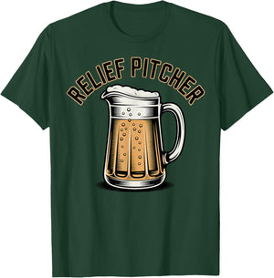 Relief Pitcher Funny Baseball Softball Beer Sports Pun T-Shirt - T-Shirt | Forest