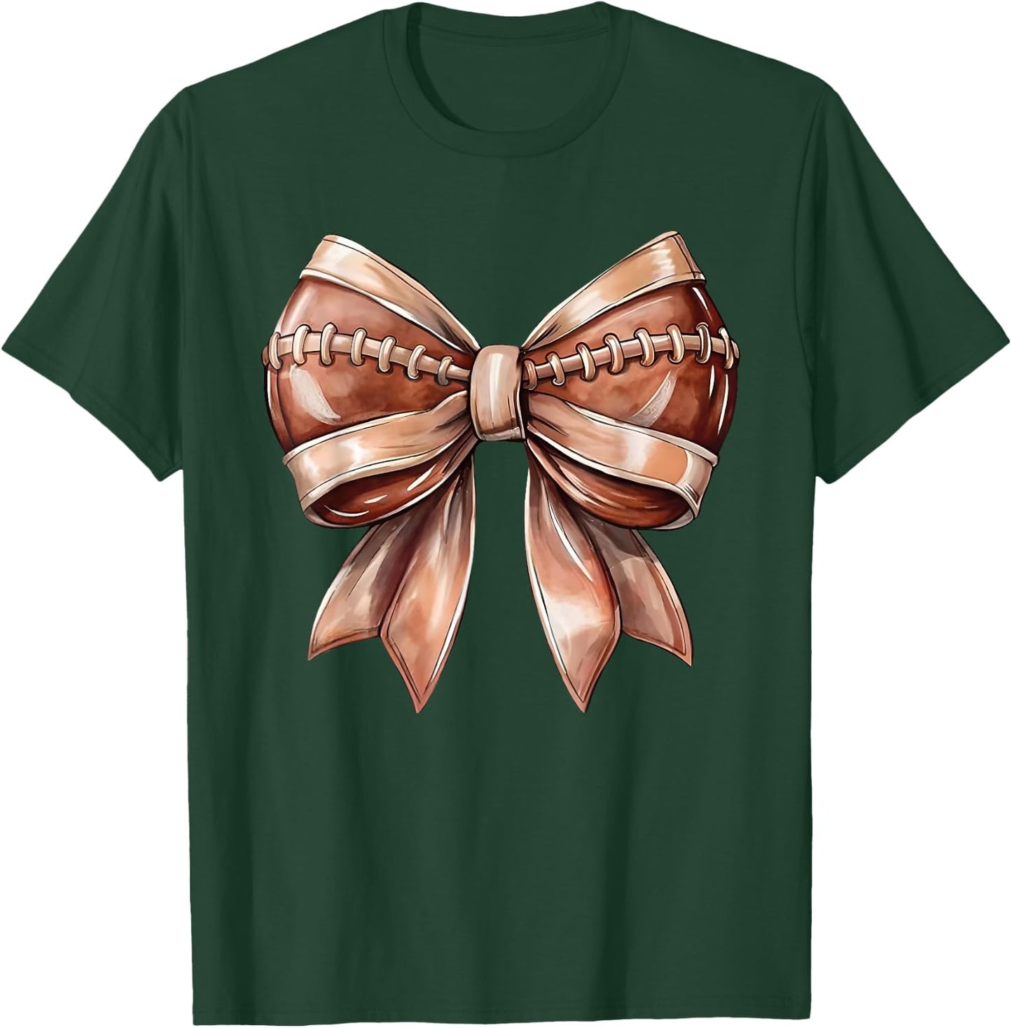 Coquette Bow American Football Thanksgiving Autumn - -Adults & Kids - Black - Short Sleeve - Size S (US) T-Shirt - T-Shirt | Forest