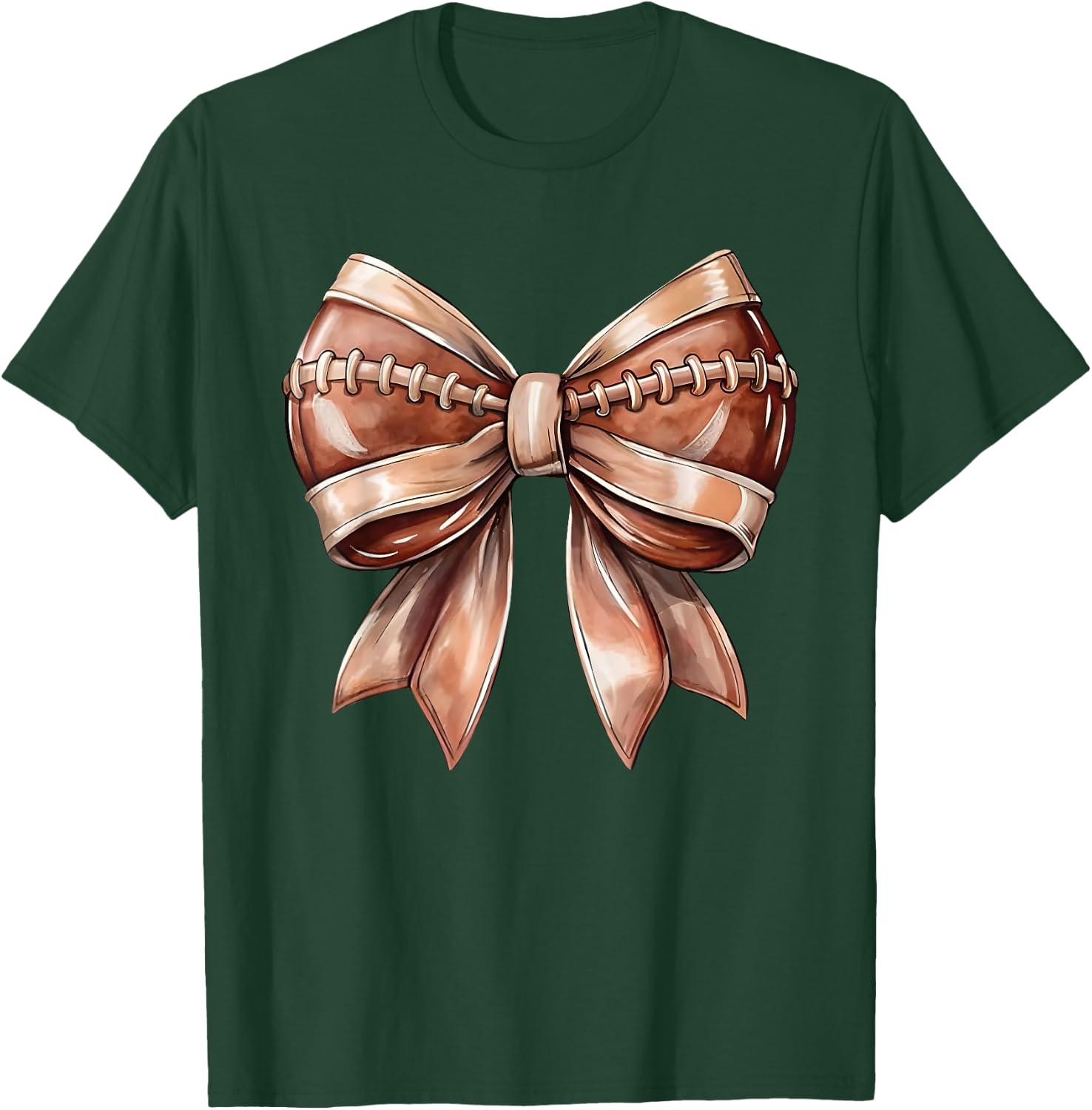 Coquette Bow American Football Thanksgiving Autumn - -Adults & Kids - Black - Short Sleeve - Size S (US) T-Shirt - T-Shirt | Forest