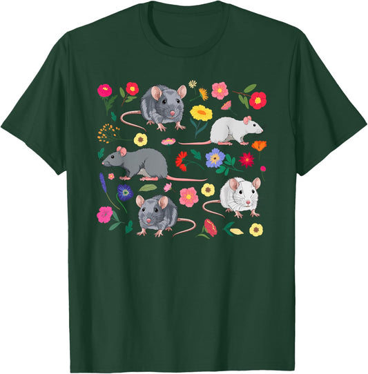 Rats Flowers Rat Owner Rat Lover Rat Mom Rat Dad T-Shirt - T-Shirt | Forest