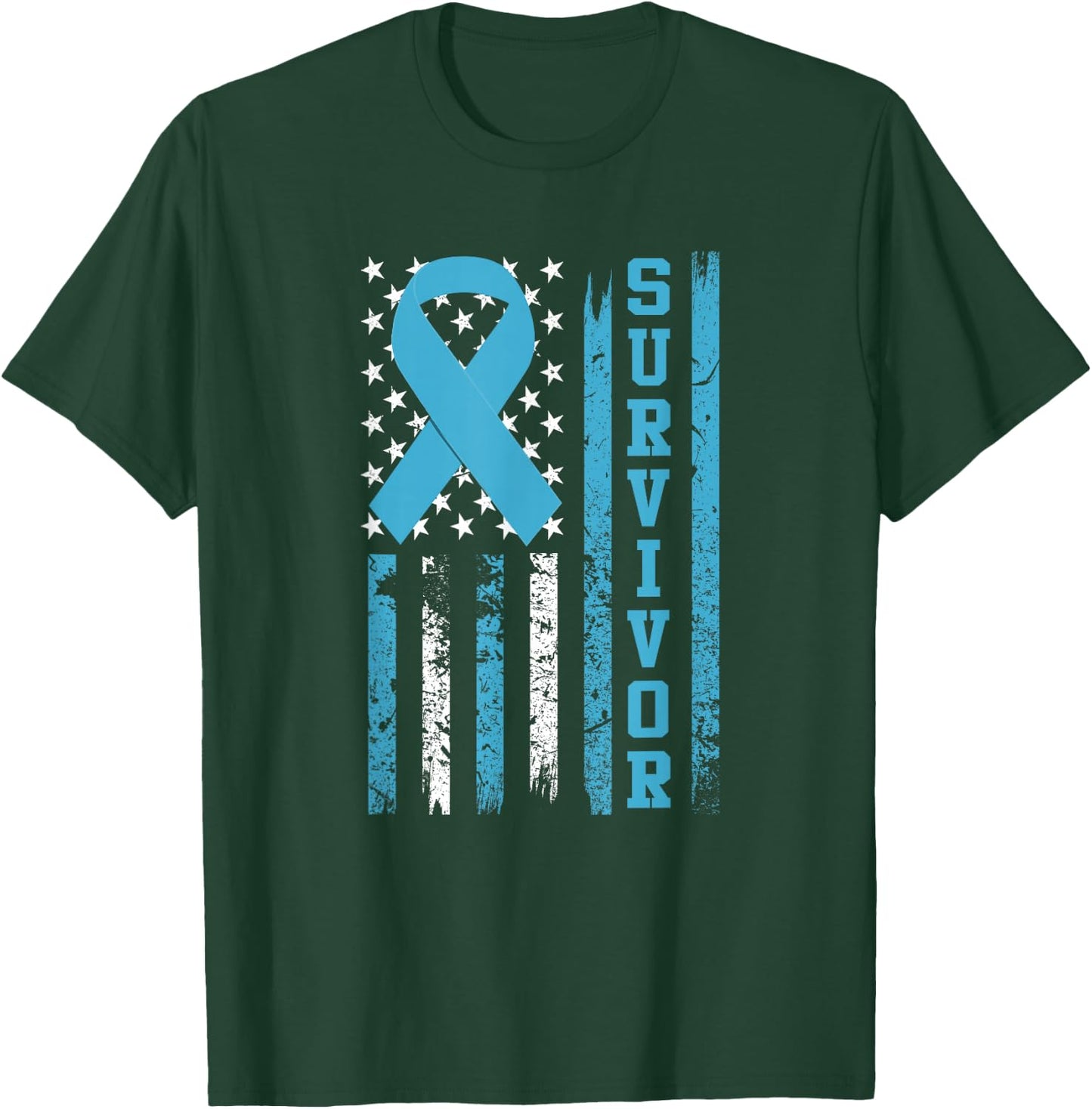 Prostate Cancer Survivor - Bold Blue Ribbon Shirt T-Shirt - T-Shirt | Forest
