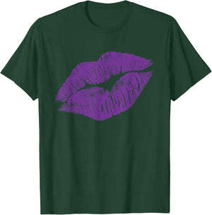 Purple Kissing Lipstick | Perfect 80s Party Design T-Shirt - T-Shirt | Forest