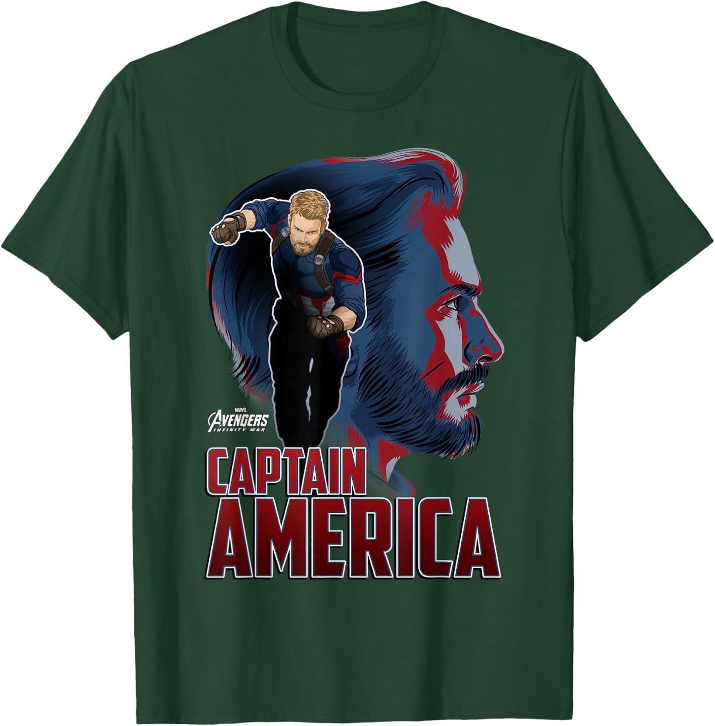 Marvel Infinity War Captain America Profile Graphic T-Shirt - T-Shirt | Forest
