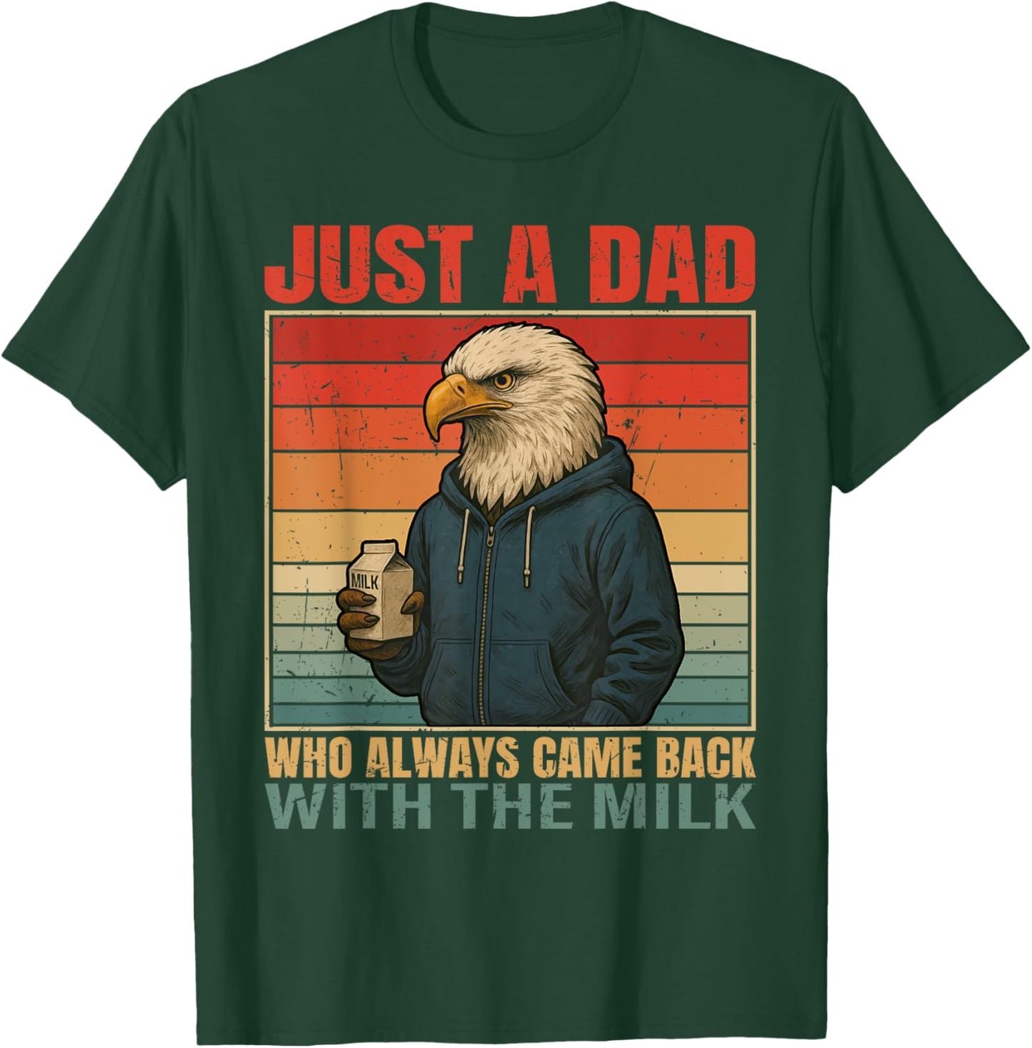 Retro Bald Eagle Funny Fathers Day Cool Patriotic Dad T-Shirt - T-Shirt | Forest