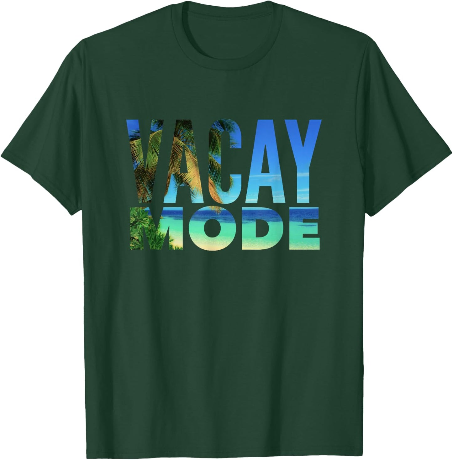Vacay Mode Summer Vacation Tropical Beach Palm Trees & Ocean T-Shirt - T-Shirt | Forest