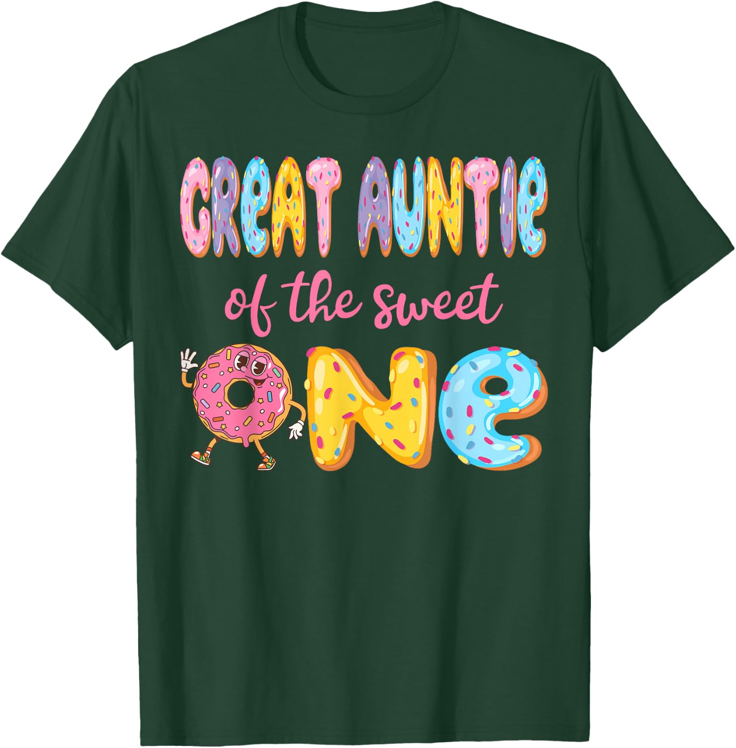 Great Auntie Of The Sweet One Funny 1St Birthday Girl Donut T-Shirt - T-Shirt | Forest