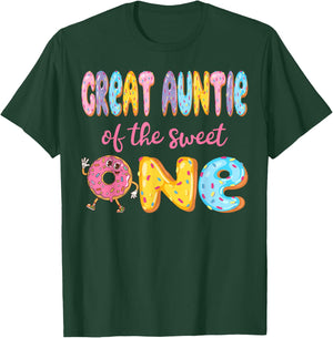 Great Auntie Of The Sweet One Funny 1St Birthday Girl Donut T-Shirt - T-Shirt | Forest