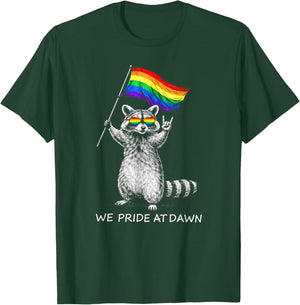 We Pride At Dawn Cute LGBTQ Raccoon Pride Flag Pride Month T-Shirt - T-Shirt | Forest