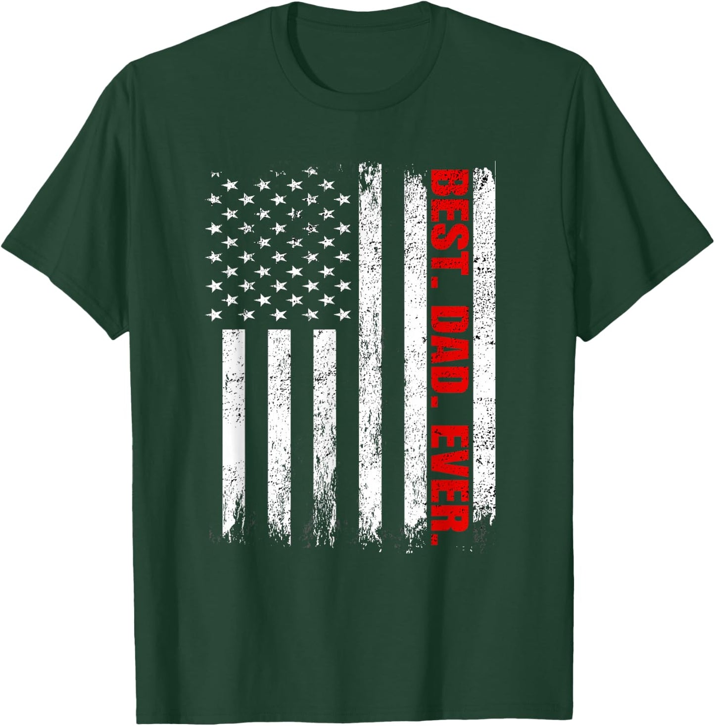 Best Dad Ever USA Flag Fathers Day Firefighter Red Line Women Kids Men T-Shirt - T-Shirt | Forest