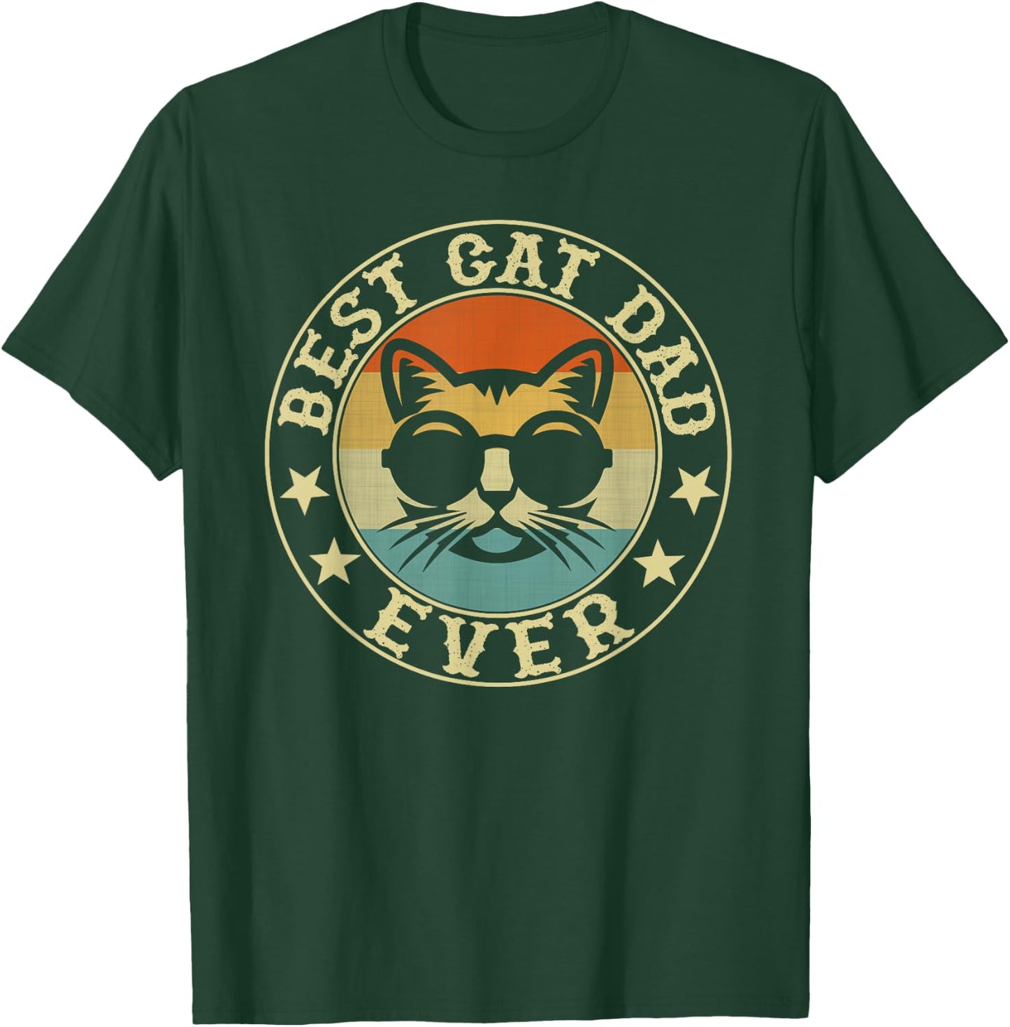 Vintage Best Cat Dad Ever Men Girls Kids T-Shirt - T-Shirt | Forest