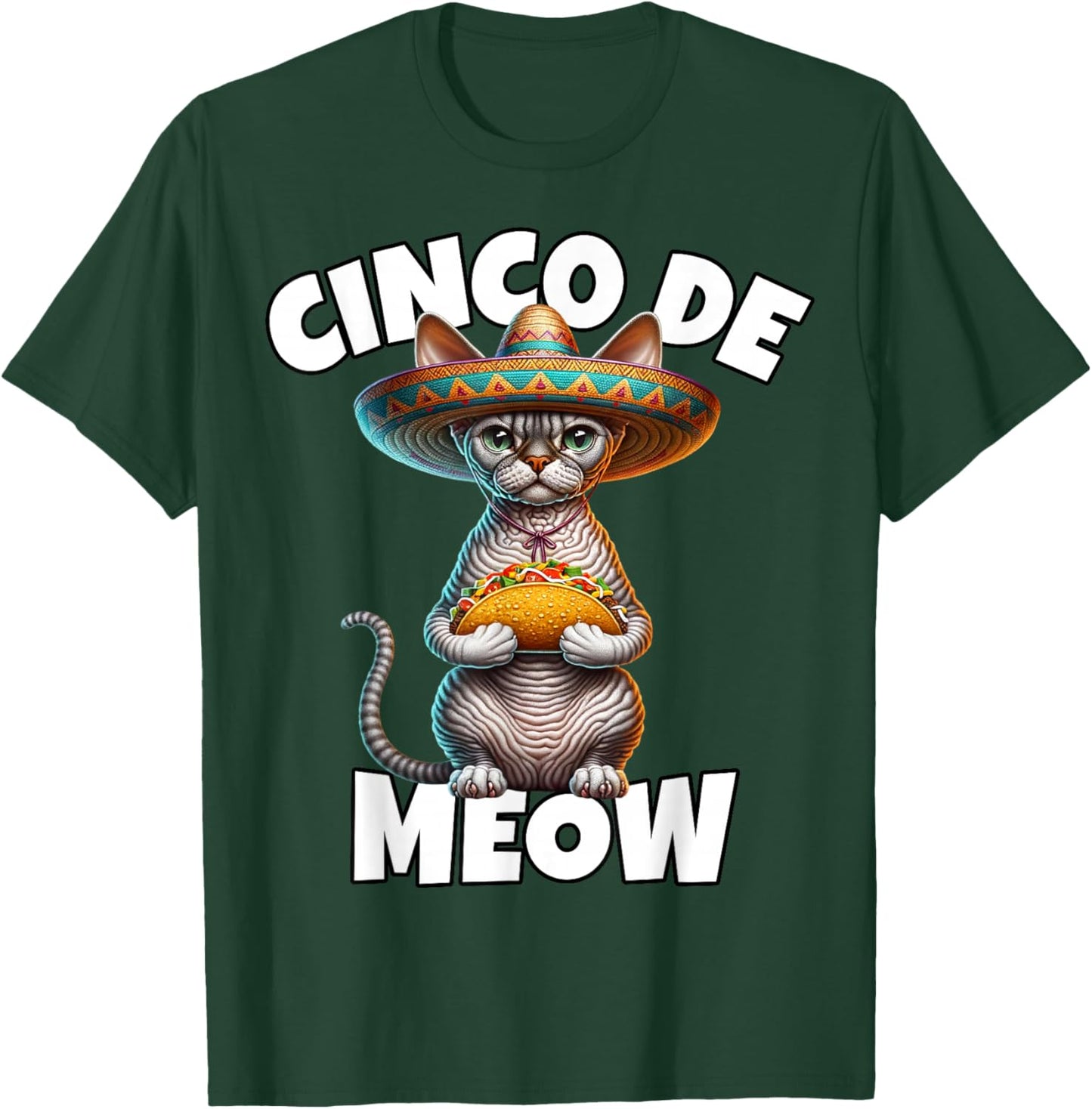 Devon Rex Cinco De Meow Devon Rex Cat T-Shirt - T-Shirt | Forest