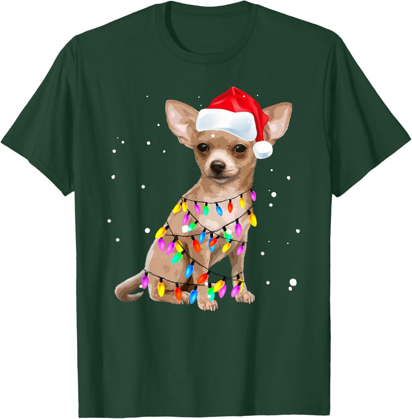 Christmas Lights Chihuahua with Santa Hat Pajamas Shirt T-Shirt - T-Shirt | Forest
