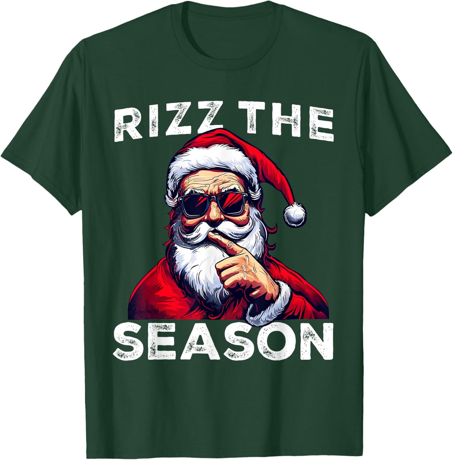 Rizz The Season Funny Santa Joke White Elephant Christmas T-Shirt - T-Shirt | Forest