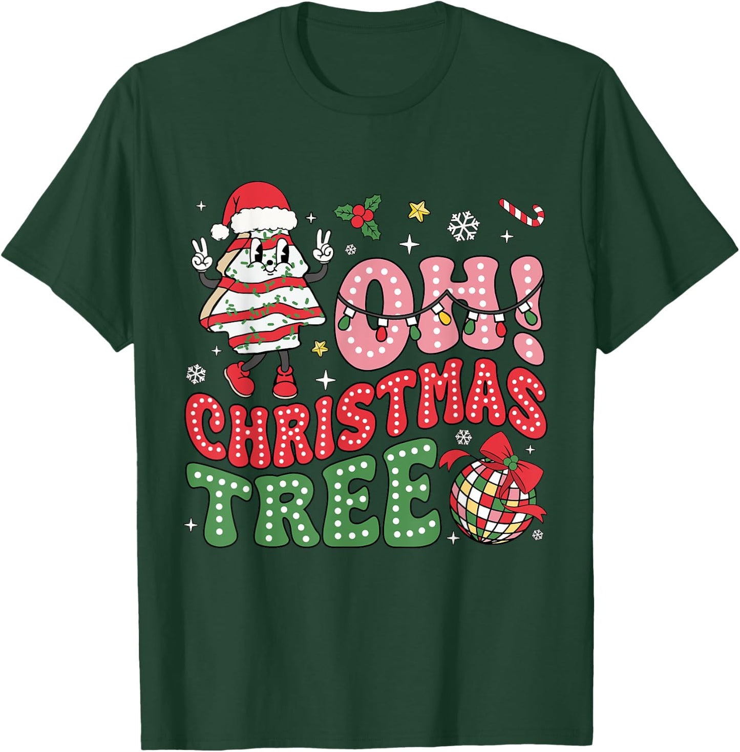Groovy Oh Christmas Tree Cakes Funny Xmas Cake Lovers Women T-Shirt - T-Shirt | Forest