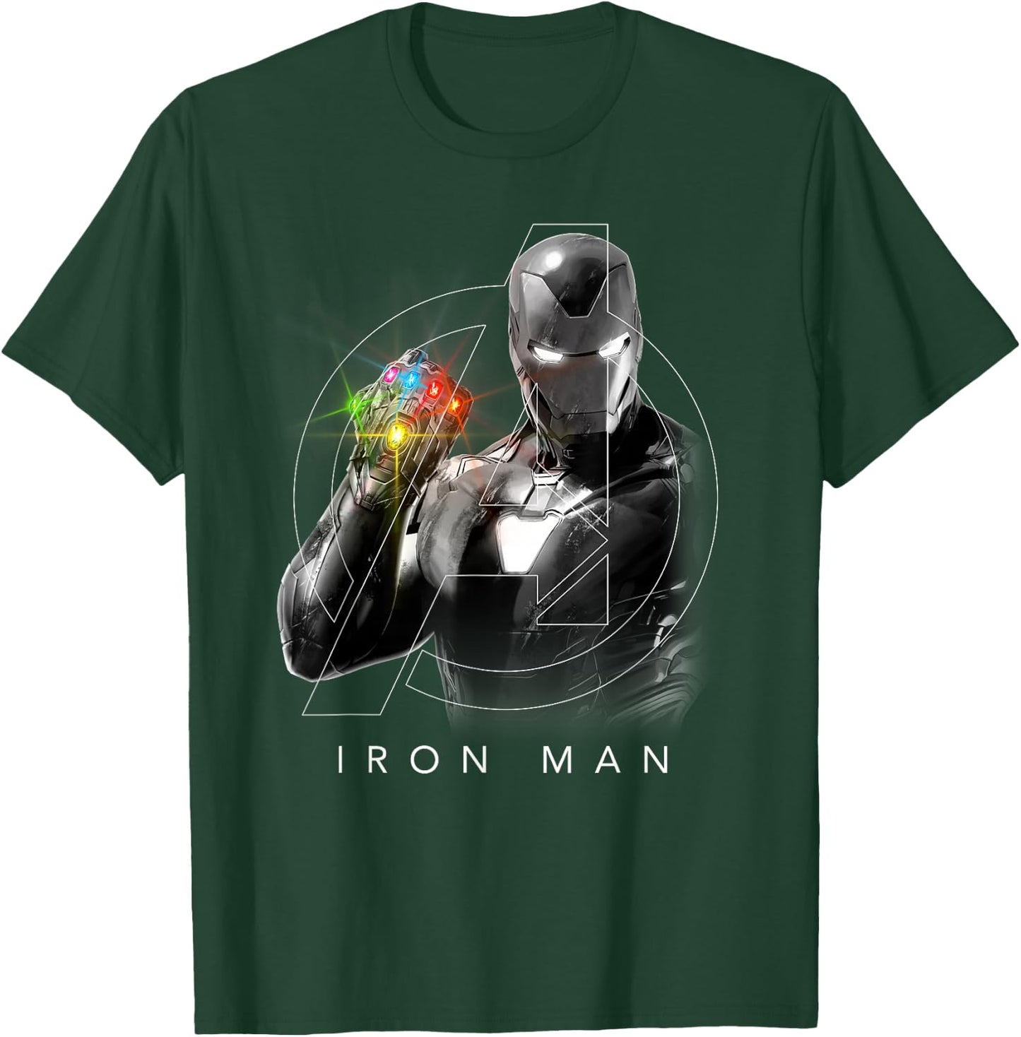 Marvel Avengers Endgame Glowing Stones Logo Overlay Portrait T-Shirt - T-Shirt | Forest