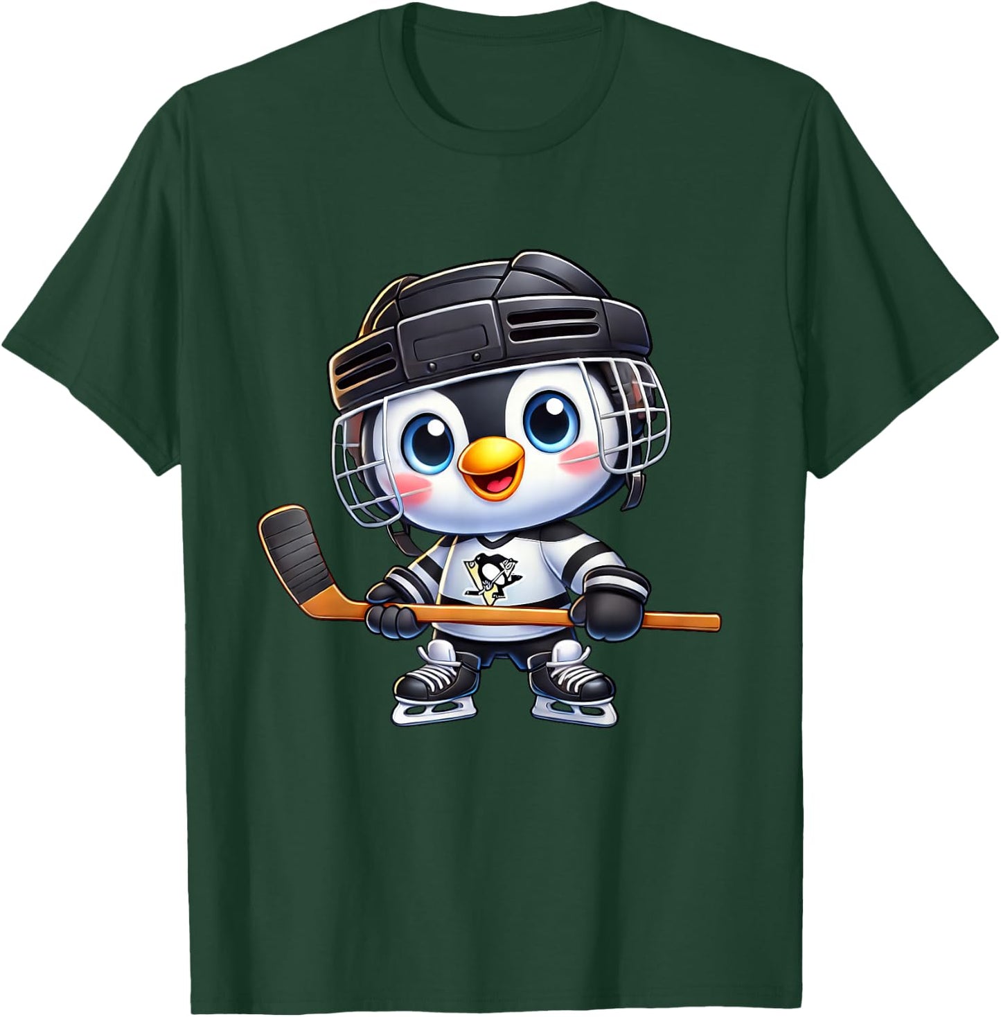 Cartoon Penguin Hockey Player Ice Hockey T-Shirt - T-Shirt | Forest