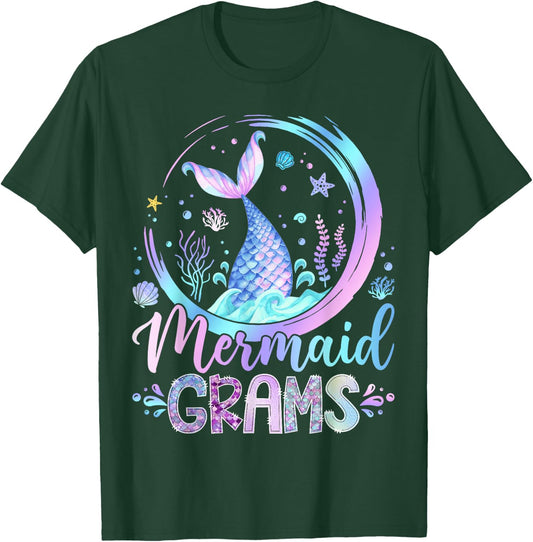 Mermaid Grams Family Matching Girl Birthday Party T-Shirt - T-Shirt | Forest