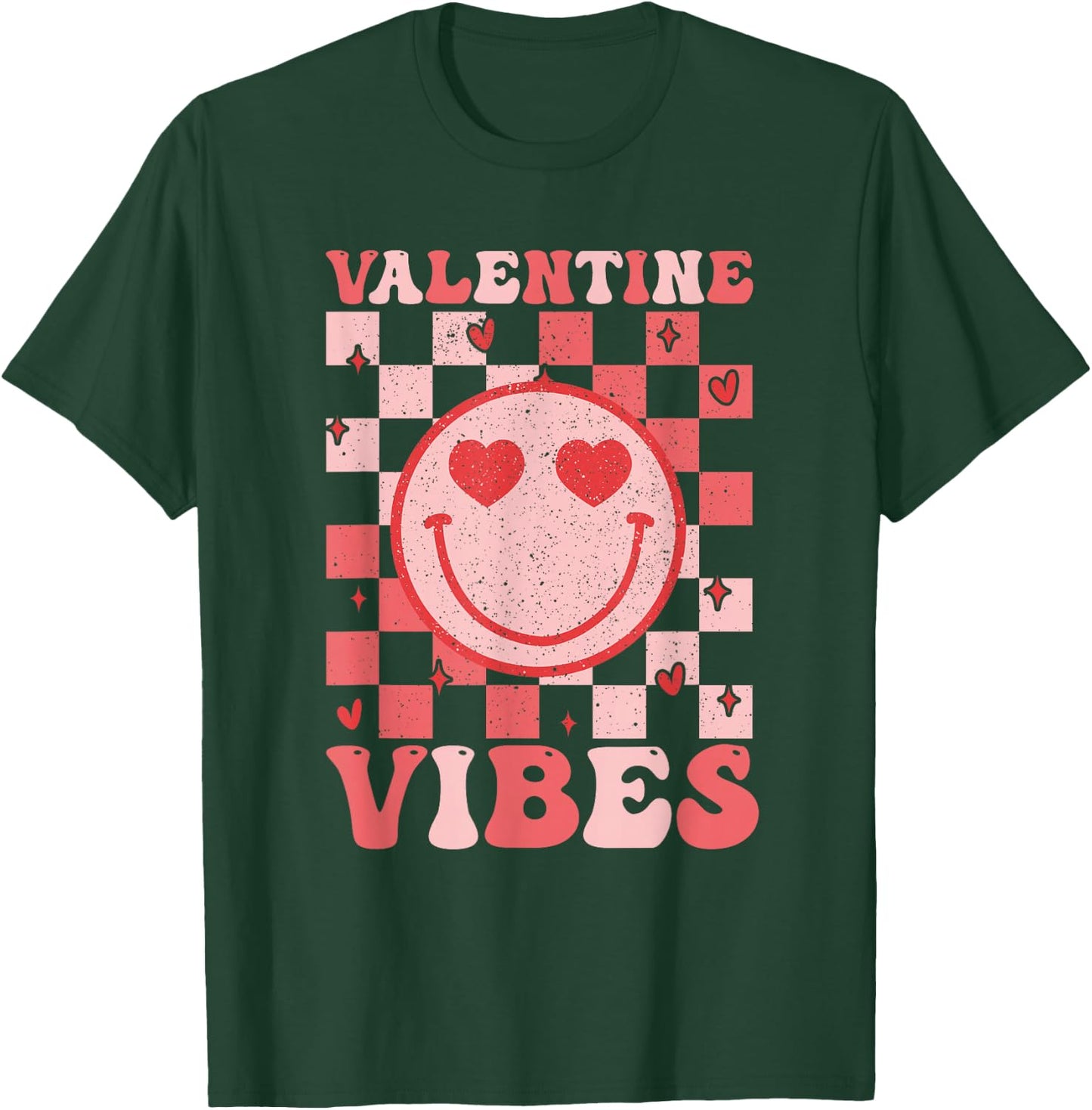 Retro Groovy Smile Face Valentine Vibes Men Women Kids T-Shirt - T-Shirt | Forest