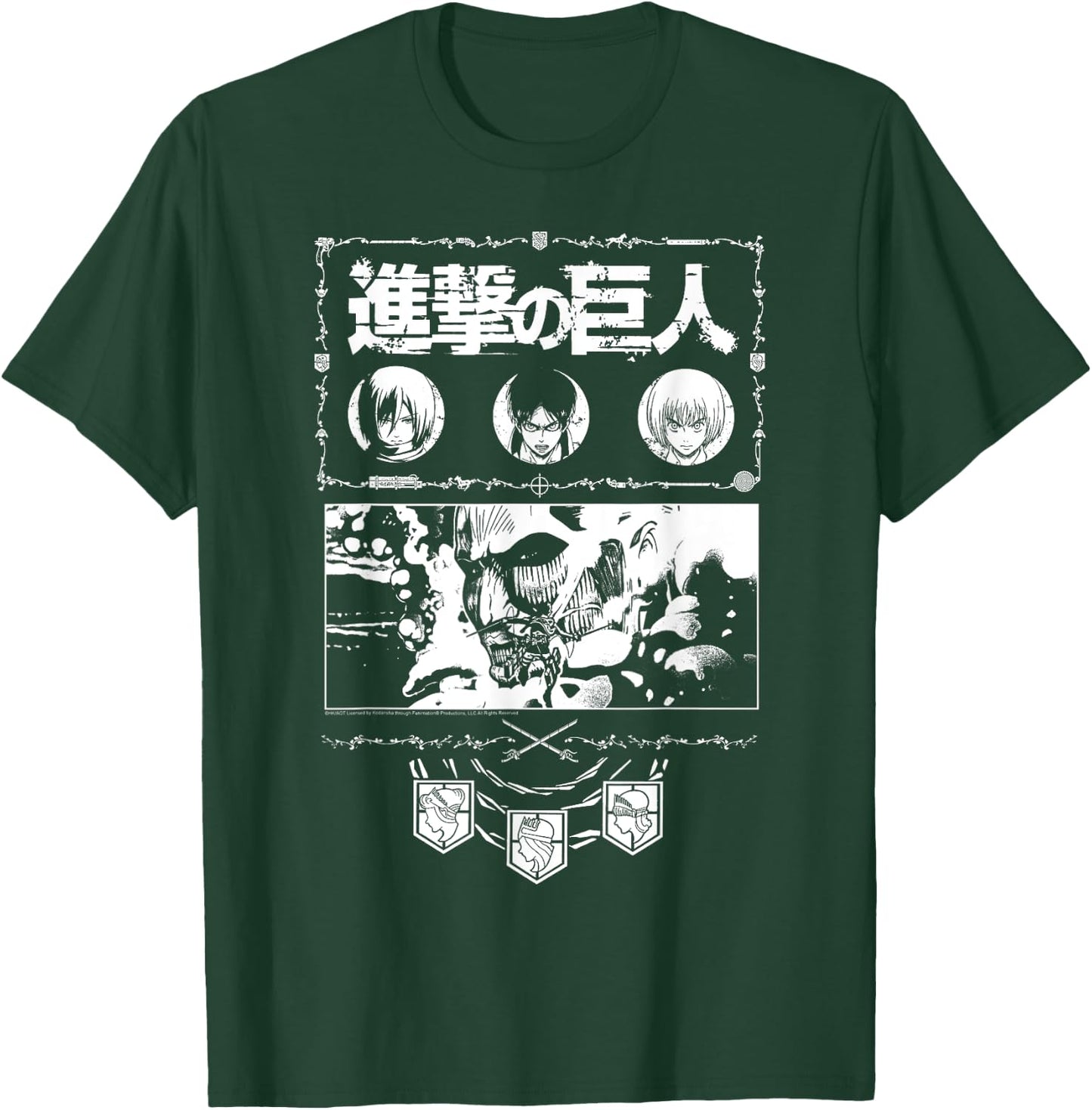 Attack on Titan Ornate Collage White Print AOT Anime T-Shirt - T-Shirt | Forest