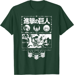 Attack on Titan Ornate Collage White Print AOT Anime T-Shirt - T-Shirt | Forest