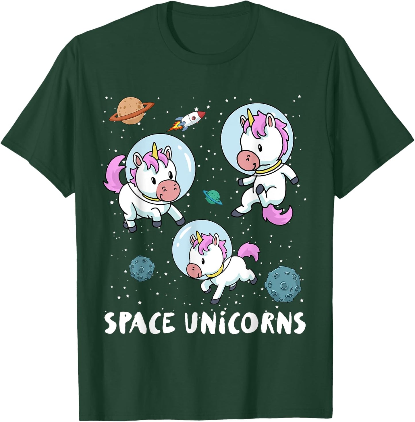 Space Unicorns Funny Astronaut Planet Travel T-Shirt - T-Shirt | Forest