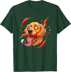 Funny Hot Chili Pepper Dog Spicy Crazy Tongue T-Shirt - T-Shirt | Forest