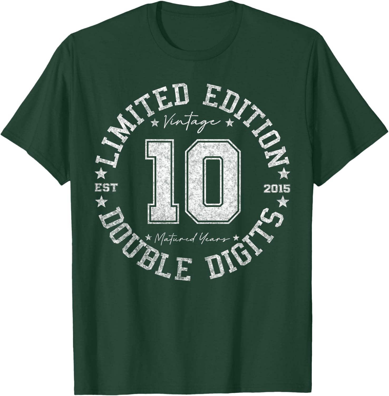 Official Double Digits 10 Year Old Gifts 10th Birthday 2015 T-Shirt - T-Shirt | Forest