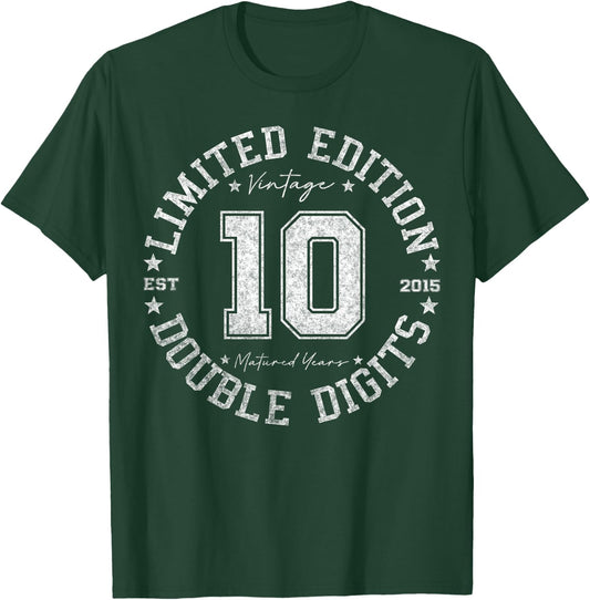 Official Double Digits 10 Year Old Gifts 10th Birthday 2015 T-Shirt - T-Shirt | Forest