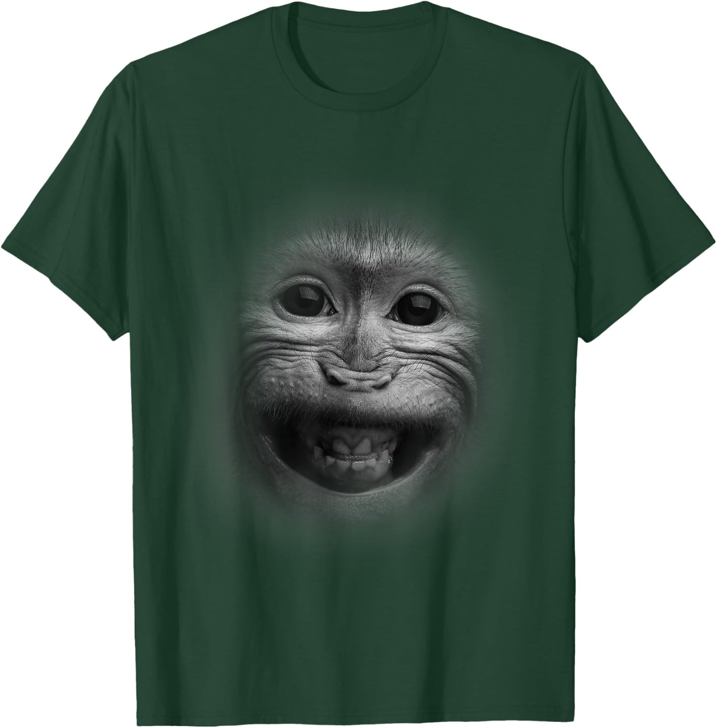 The Happiest Monkey Face Graphic - Funny Humor T-Shirt - T-Shirt | Forest