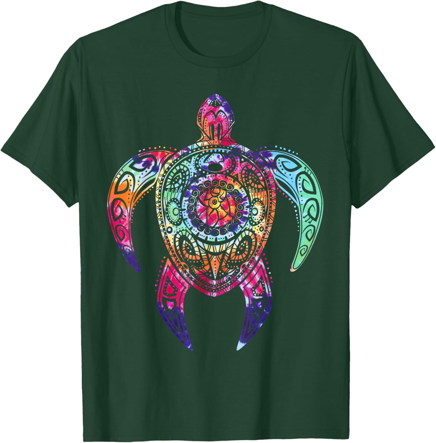 Hippie Tie Dye Shirt, Psychedelic Sea Turtle Tribal T-Shirt - T-Shirt | Forest