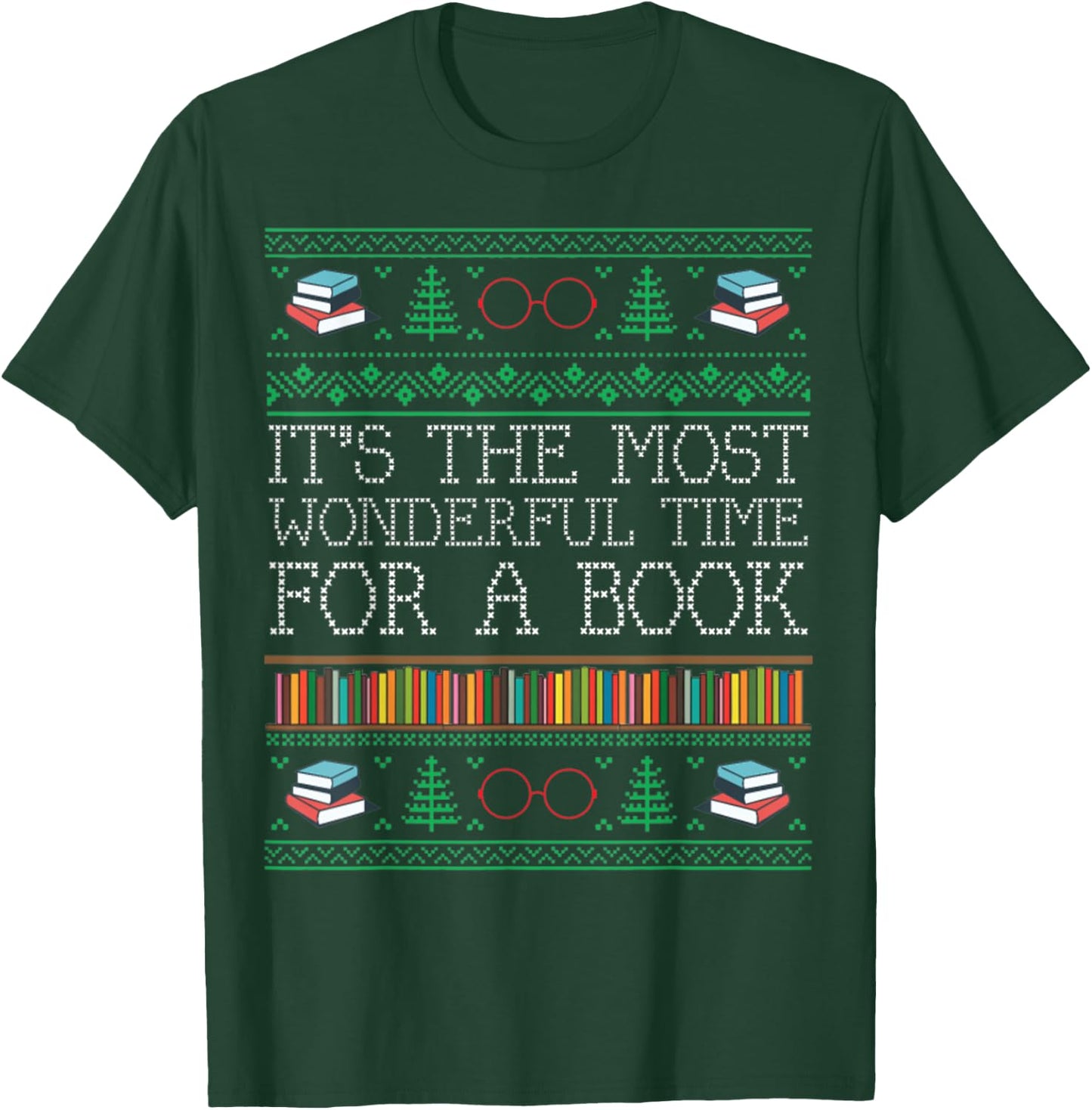 librarian books reading Ugly Christmas Sweaters T-Shirt - T-Shirt | Forest