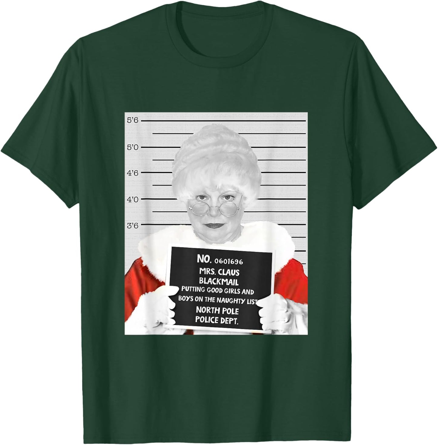 Mrs. Claus Mugshot Arrested in Prison at Christmas T-Shirt - T-Shirt | Forest