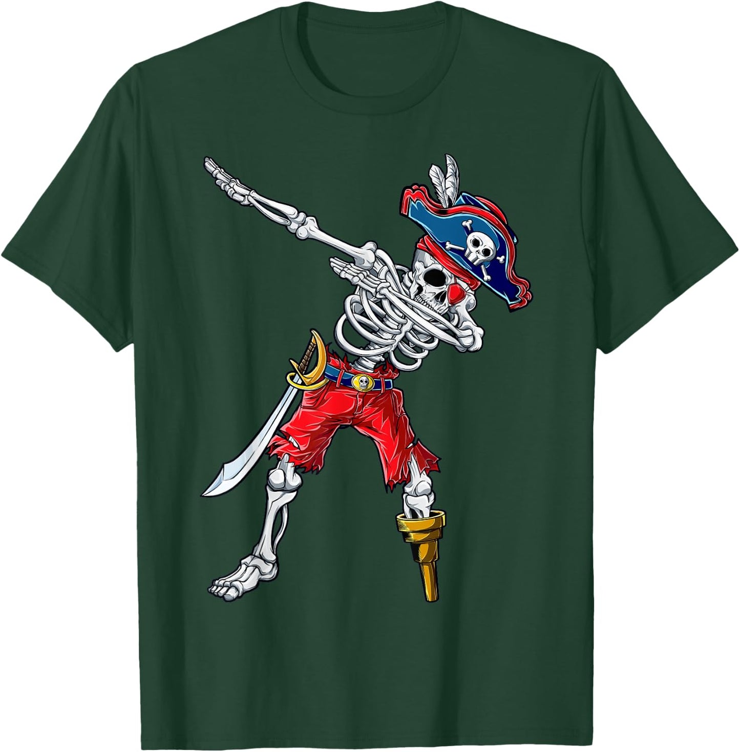 Dabbing Skeleton Pirate T Shirt Halloween Kids Boys Men Gift T-Shirt - T-Shirt | Forest