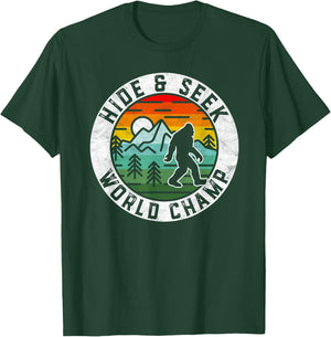 Bigfoot Hide and Seek World Champ Sasquatch Silhouette Small T-Shirt - T-Shirt | Forest