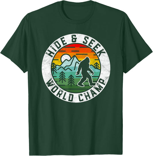 Bigfoot Hide and Seek World Champ Sasquatch Silhouette Small T-Shirt - T-Shirt | Forest
