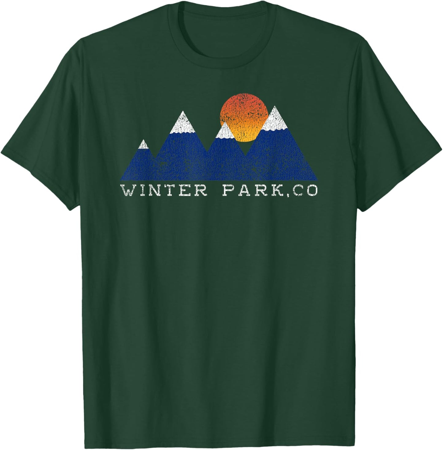 Retro Winter Park Colorado Snowcap Mountain Sunset T-Shirt - T-Shirt | Forest