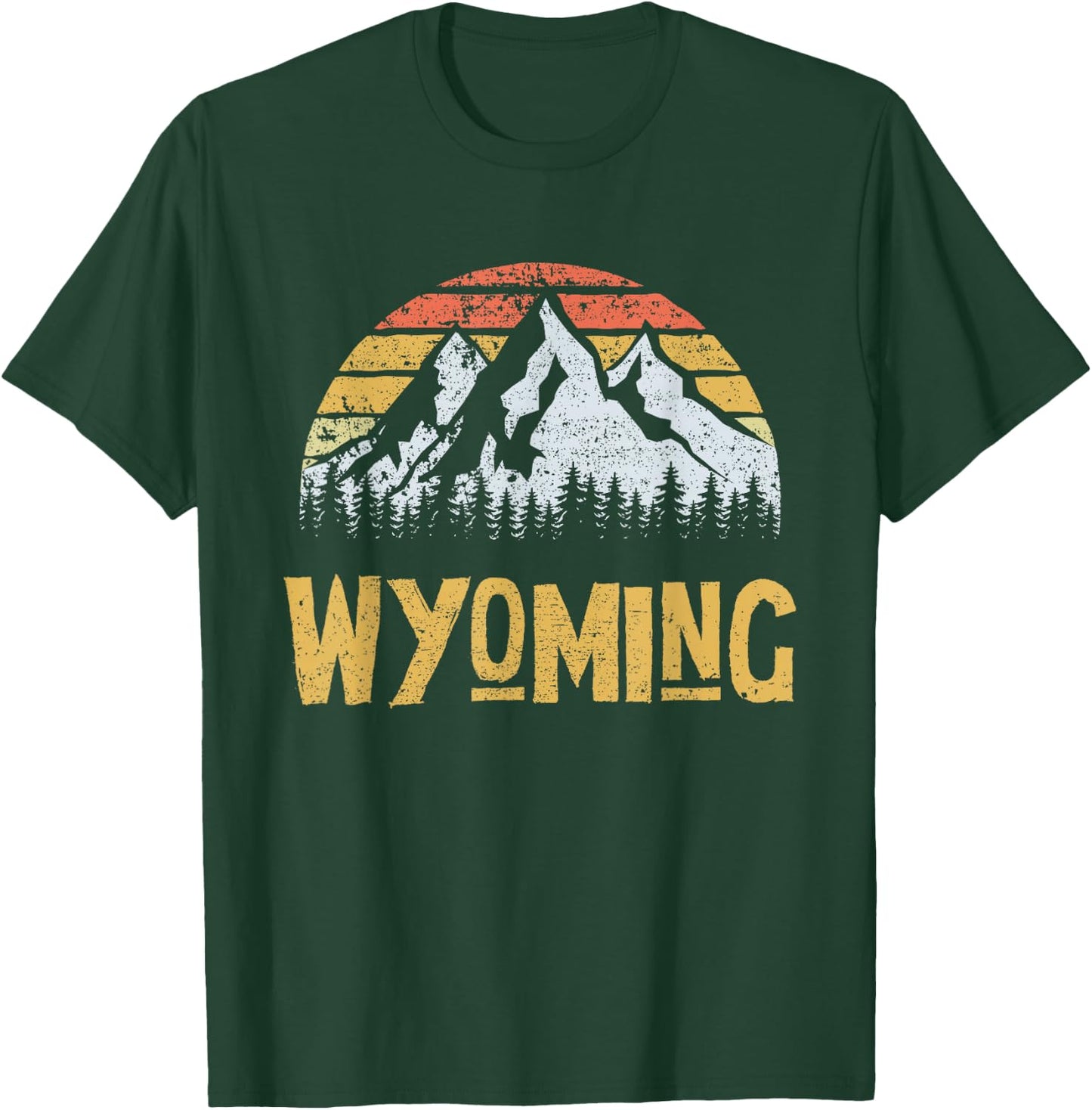 Vintage Retro WY Wyoming U.S. Mountain State T-Shirt - T-Shirt | Forest