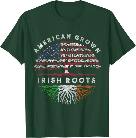 American Grown Irish Roots Ireland T-Shirt - T-Shirt | Forest