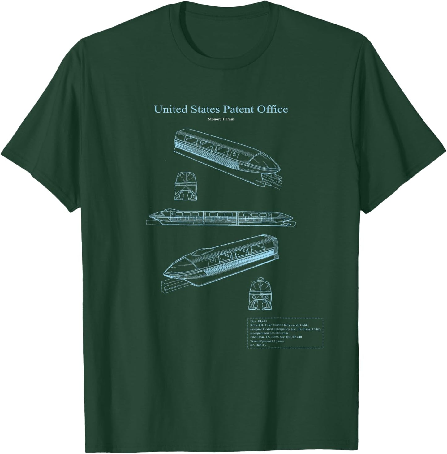 Monorail Blueprint T-Shirt - T-Shirt | Forest