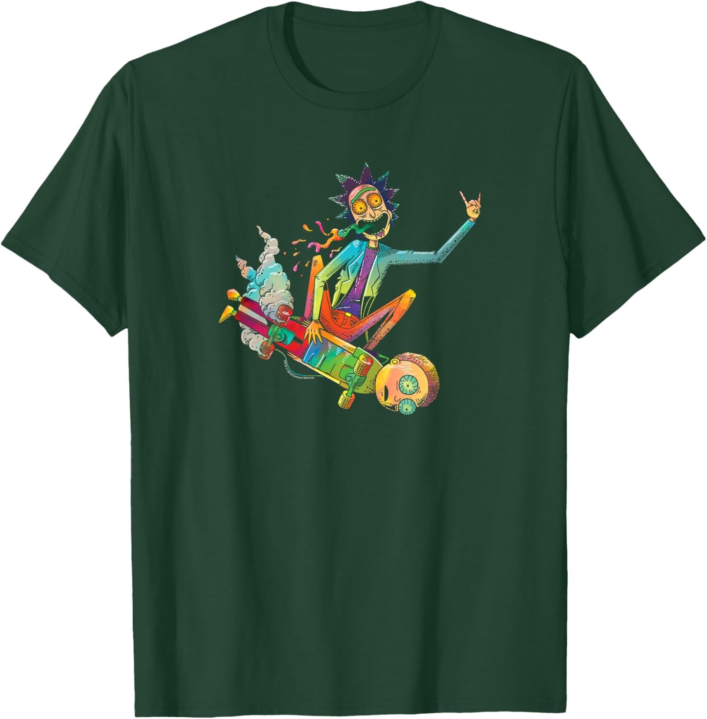 Rick and Morty Psychedelic Rick with Skateboard Morty Small T-Shirt - T-Shirt | Forest