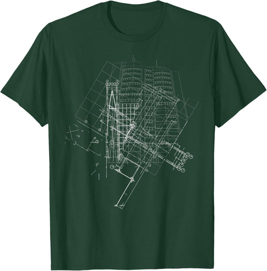 Graphic Abstract Lines Gift Design Idea Architecture T-Shirt - T-Shirt | Forest