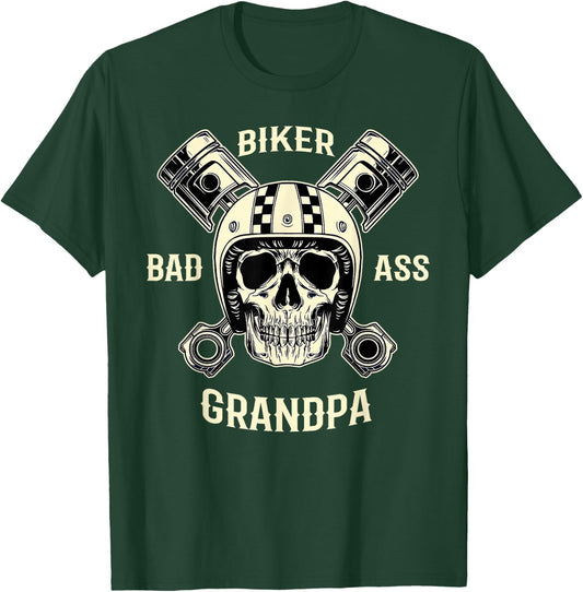 Bad Ass Biker Grandpa Motorcycle Father's Day Gift T-Shirt - T-Shirt | Forest