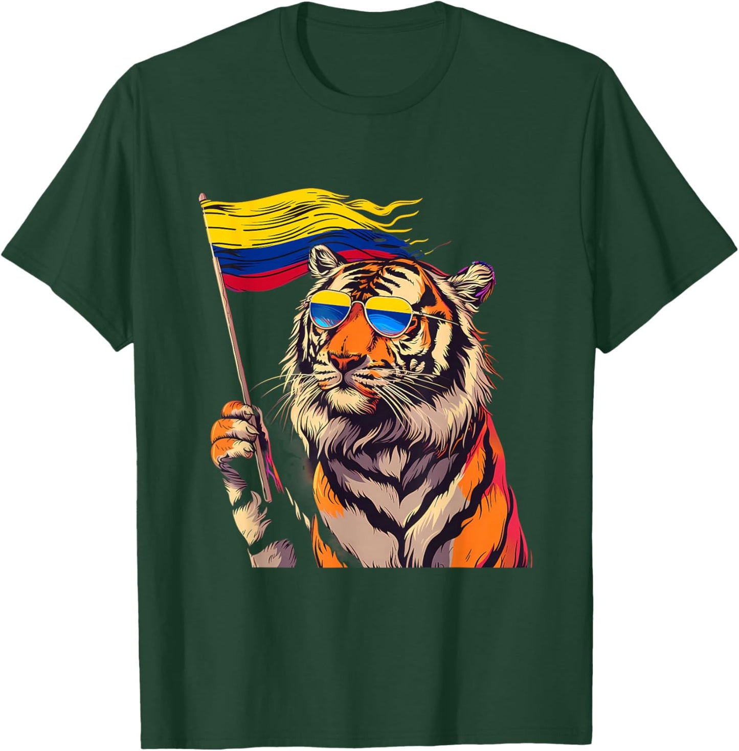 Colombia Flag Tiger Colombian Roots Colombian Pride T-Shirt - T-Shirt | Forest