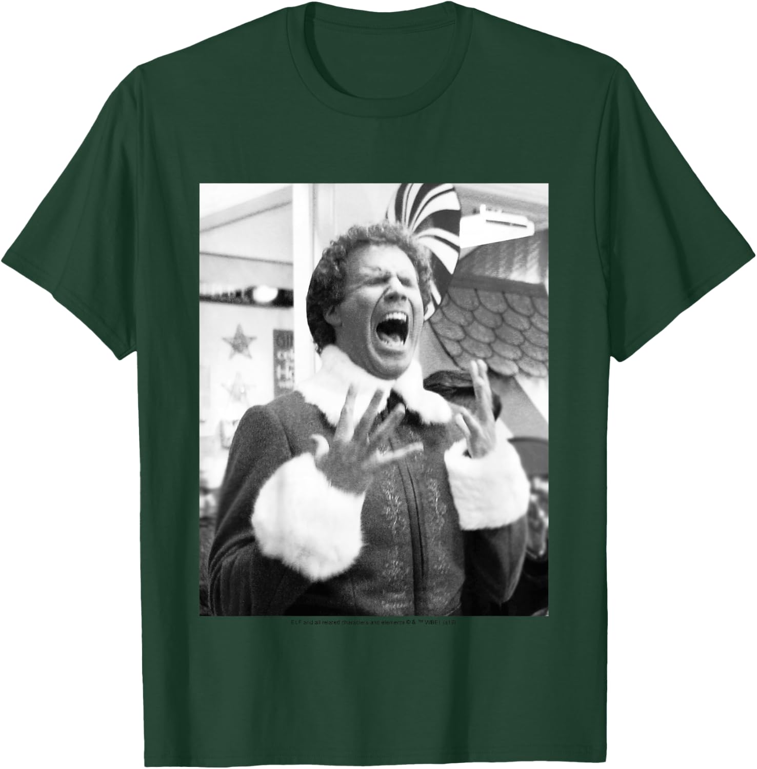 Kids Elf Buddy Black & White Screaming Photo T-Shirt - T-Shirt | Forest