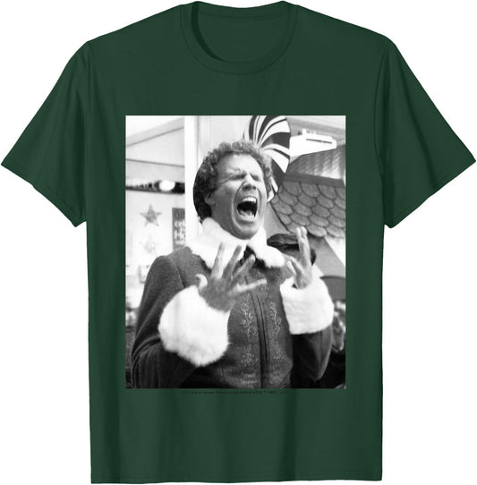 Kids Elf Buddy Black & White Screaming Photo T-Shirt - T-Shirt | Forest