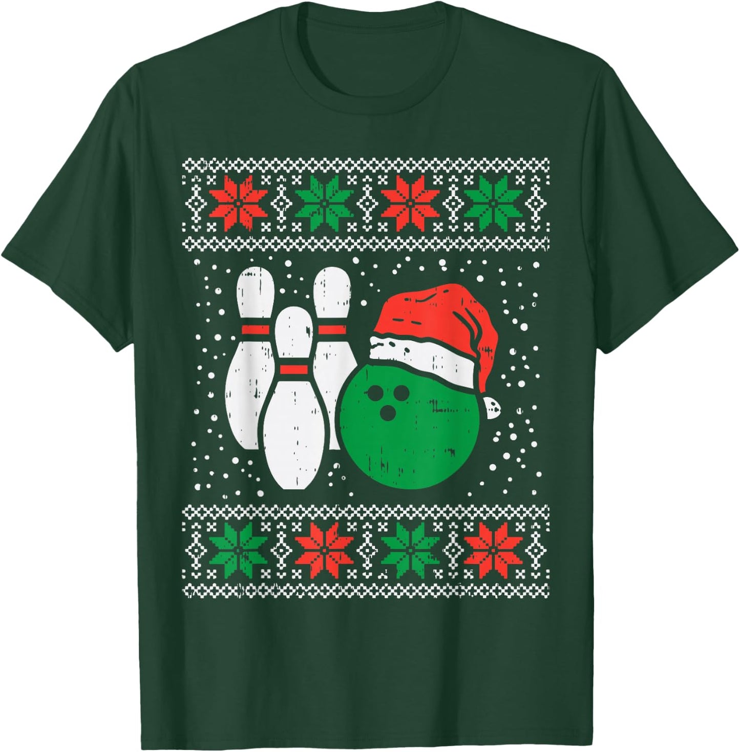 Bowling Ugly Christmas Sweater Sport Bowls Xmas Men Gift T-Shirt - T-Shirt | Forest
